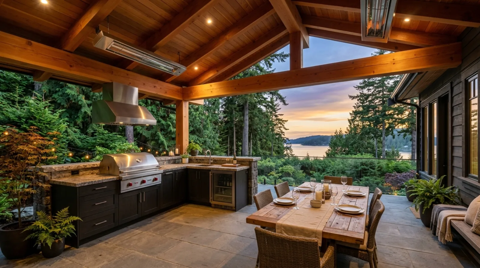 Covered Outdoor Kitchen Design for a BC Custom Home