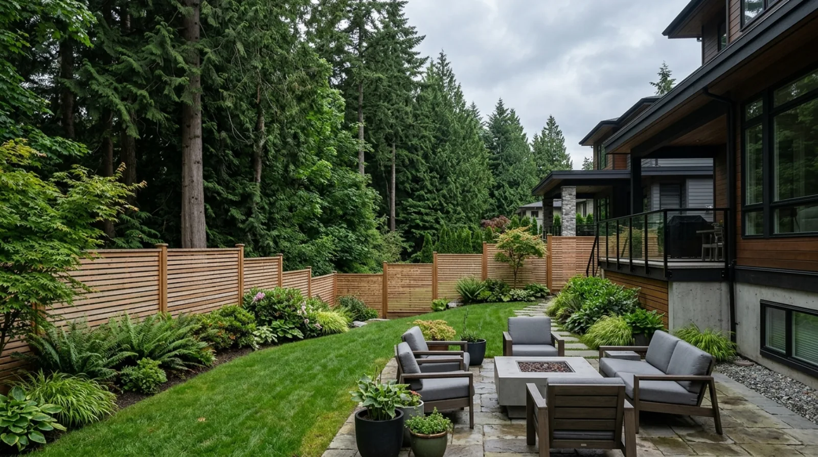 Fence height rules and privacy design for a Burnaby custom home